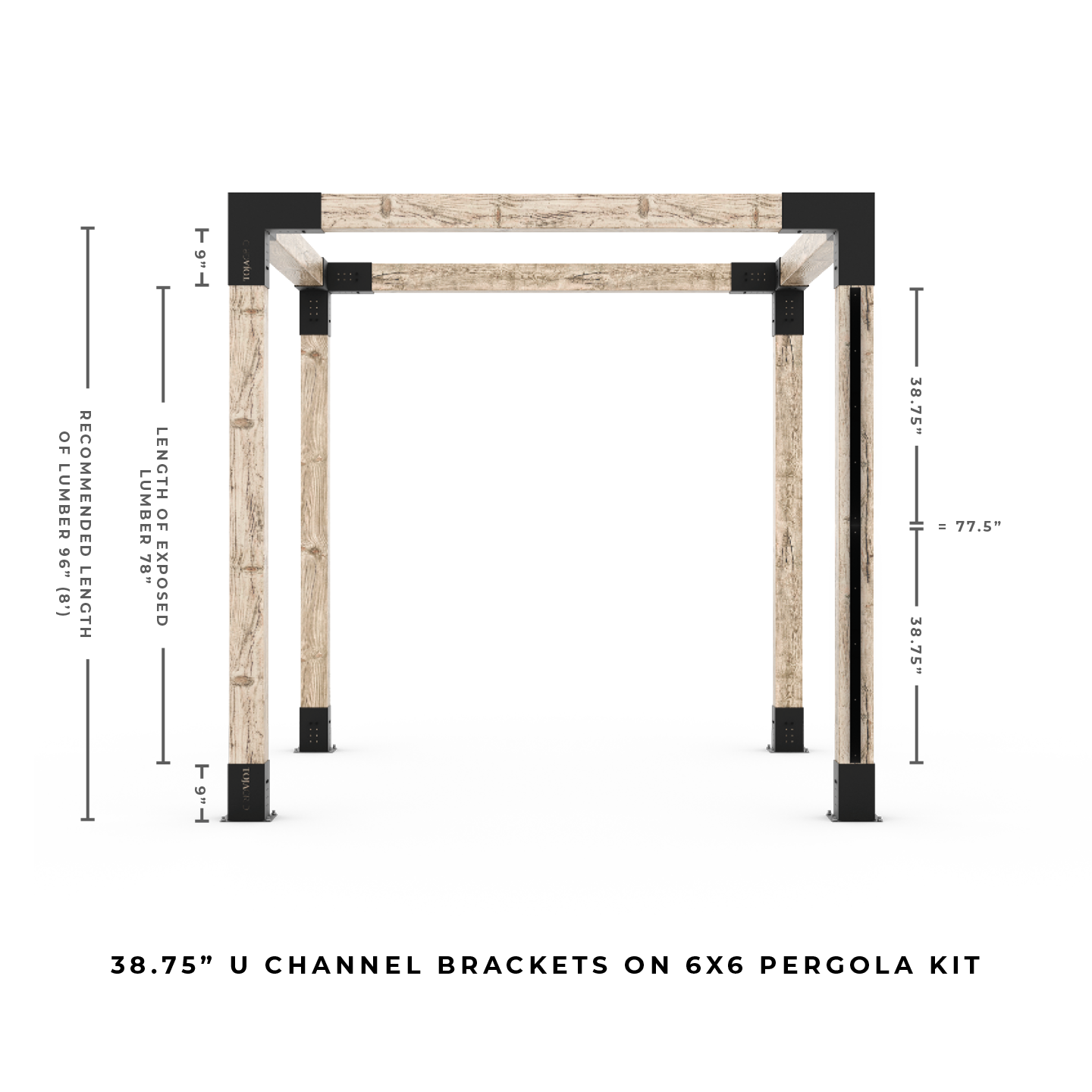 U Channel Privacy Wall Kit for 6x6 Wood Posts
