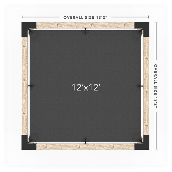 Pergola Kit with Post Wall for 6x6 Wood Posts _12x12_graphite _12x12_crimson _12x12_denim _12x12_white
