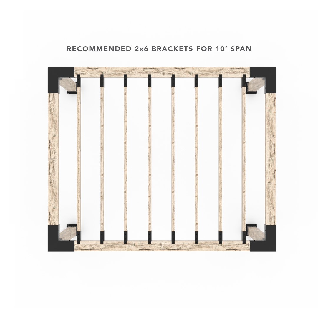 Pergola Kit for 6x6 Wood Posts with KNECT 2x6 Top Rafter Brackets