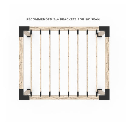 Pergola Kit for 6x6 Wood Posts with KNECT 2x6 Top Rafter Brackets