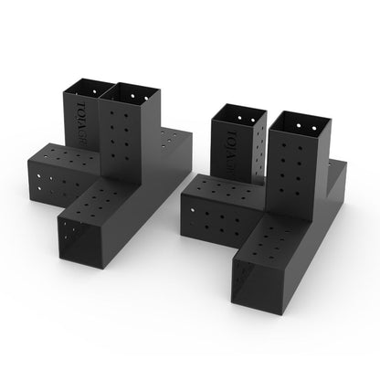 2 QUAD 4 Arm Pergola Extension Brackets with 2 SOLOs for 4x4 Wood Posts