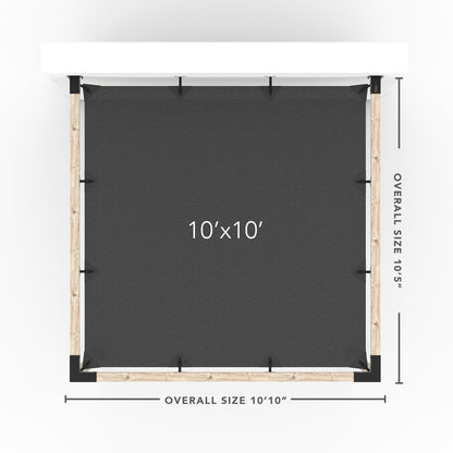 Wall Mount Pergola Kit With Shade Sail For 4x4 Wood Posts _10x10_graphite _10x10_crimson _10x10_denim _10x10_white