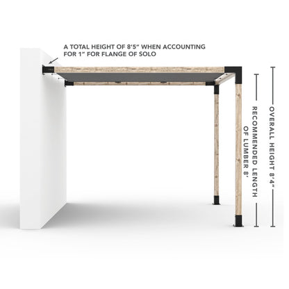 Wall Mount Pergola Kit With Shade Sail For 4x4 Wood Posts _10x10_graphite _10x10_crimson _10x10_denim _10x10_white