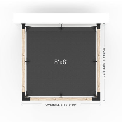 Wall Mount Pergola Kit With Shade Sail For 4x4 Wood Posts _8x8_graphite _8x8_crimson _8x8_denim _8x8_white