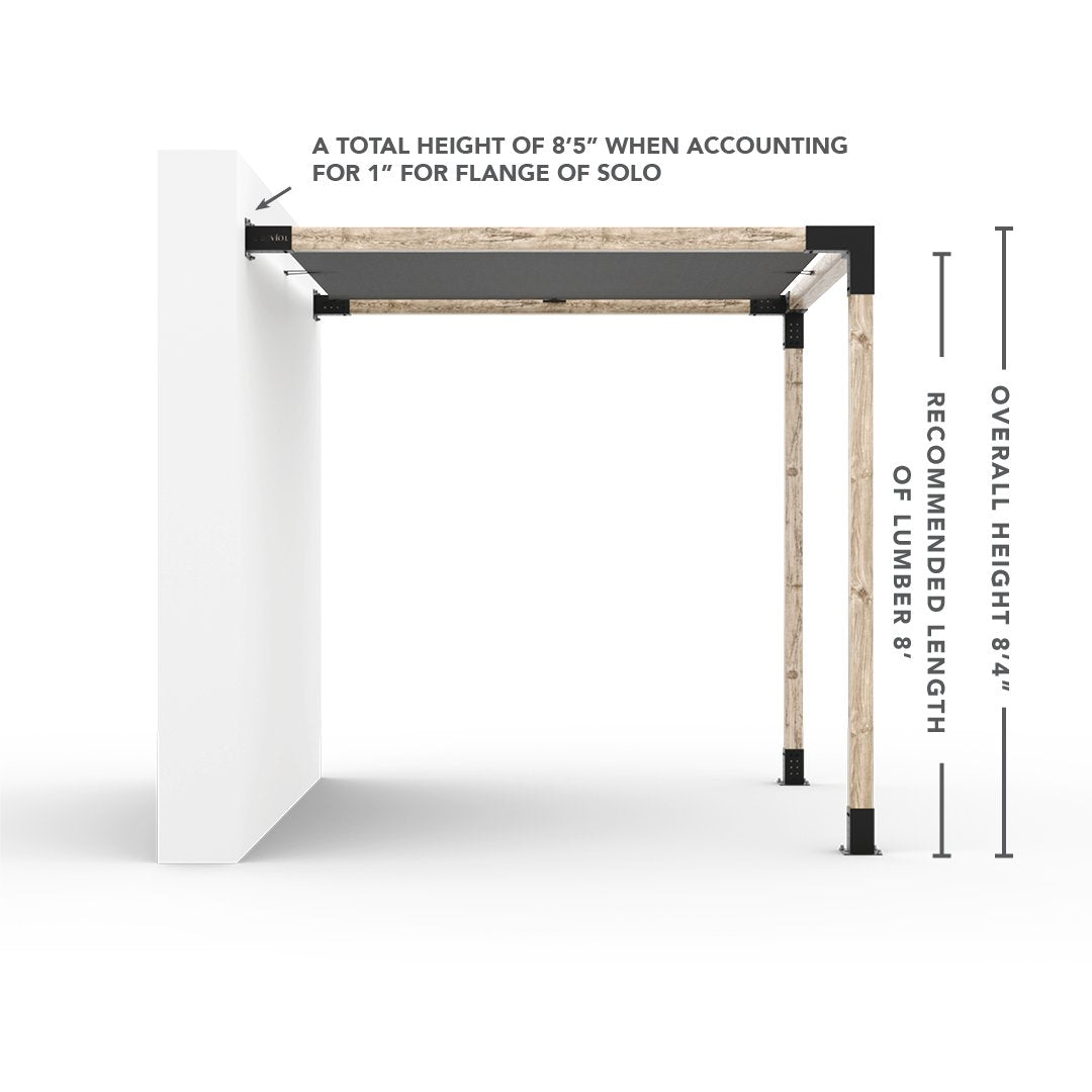 Wall Mount Pergola Kit With Shade Sail For 4x4 Wood Posts _8x8_graphite _8x8_crimson _8x8_denim _8x8_white