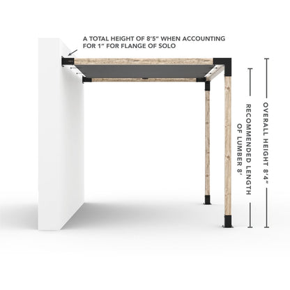 Wall Mount Pergola Kit With Shade Sail For 4x4 Wood Posts _8x10_graphite _8x10_crimson _8x10_denim _8x10_white
