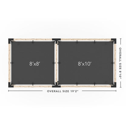 Toja Grid Double Pergola _8x18_graphite _8x18_crimson _8x18_denim _8x18_white