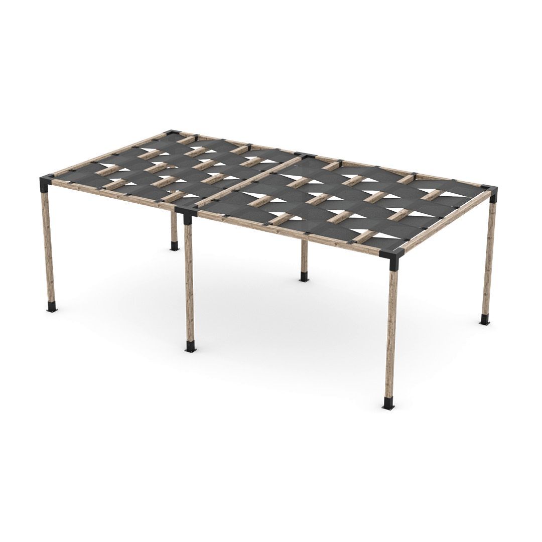 Double Pergola Kit with Wave Shades for 4x4 Wood Posts