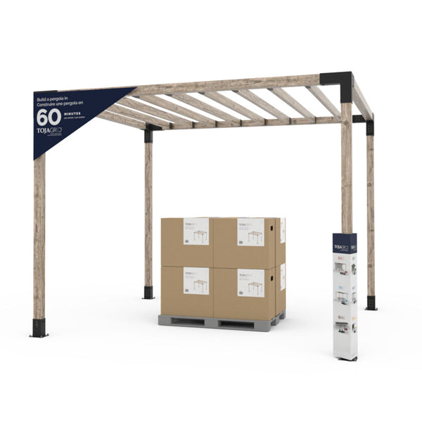 Any Size Pergola Kit in a Box for 4x4 Wood Posts with KNECT 2x4 Rafter Brackets Pallet Program