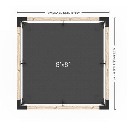 Pergola Kit With Shade Sail For 4X4 Wood Posts _8x8_graphite _8x8_crimson _8x8_denim _8x8_white