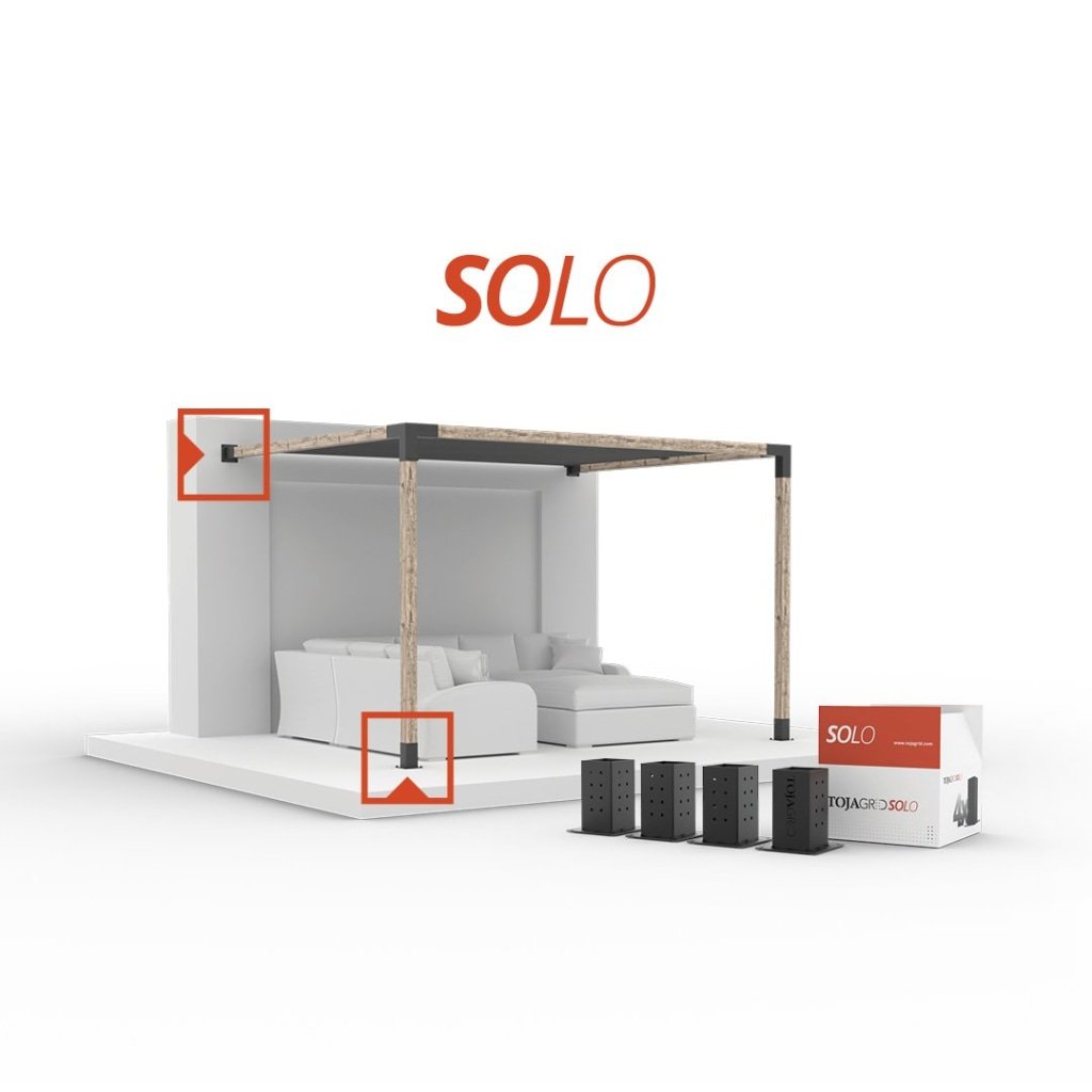 SOLO Pergola Post Base and Wall Mount Bracket for 4x4 Wood Posts | 4 Pack