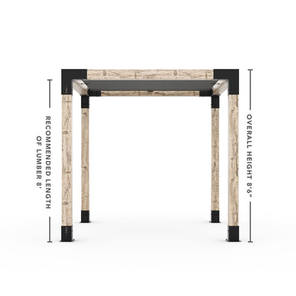Pergola Kit With Shade Sail For 6x6 Wood Posts _8x8_graphite _8x8_crimson _8x8_denim _8x8_white